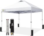 CROWN SHADES 10x10 Pop Up Canopy - Beach Tent with One Push Setup - Easy Outdoor Sun Shade for Events, Parties, Camping - Gazebo with STO-N-Go Cover Bag, Silver Coated Top, Grid White - Image 2