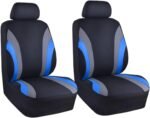 Car Front Seat Cover Set, Sporty Breathable Seat Covers with Removable Headrest Covers, Easy Installation Seat Protectors, Universal Car Interior Decoration, Airbag Compatible (Blue & Grey) - Image 2
