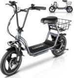 Caroma Electric Scooter for Adults with Seat, 800/1200W Motor, Max 30Miles Ranges&20Mph, 14" Fat Tire Foldable E-Scooter with Carry Basket, Dual Braking Dual Suspension, 300lbs Max Load - Image 2