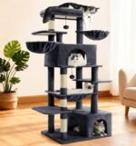 Cat Tree Large Cat Tower Tree 68" Multi-Level Cat Tower for Indoor Cats with Sisal Scratching Posts, Widen Cat Perche, Square Hammock, 2 Widen Condos, Scratching Posts, Grey - Image 2