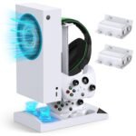 Charger Stand Cooling Fan for Xbox Series S Console/Controller,Dual Cooler System Charging Dock Accessories with 2*Rechargeable Battery,Earphone Mounts, Brackets&Stands for Xbox Series S Protectors - Image 2