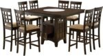 Coaster Home Furnishings - Gabriel - 9-Piece Counter Height Dining Set - Square Wood Table with Storage & 8 Upholstered Chairs - Dining Room & Kitchen - Cappuccino - 100438-S9 - Image 2