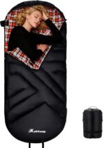 Cotton Flannel Sleeping Bag for Adults,4 Season Extra Big&Tall XXL Portable Sleeping Bag for Winter Cold Weather,Camping SleepingBag with Compression Sack,Hiking Backpacking, Indoor Outdoor - Image 2