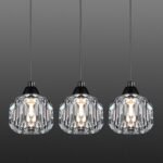 Crystal Chandeliers for Dining Room Lights Fixture Over Table, 3 Pack Black Modern Pendant Light Fixture，Crystal Pendant Lighting for Kitchen Island Bathroom Bar - Image 2