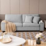 DOPEDIO Modern Loveseat Sofa for Living Room,Chenille Recliner, Removable Cover, Spring Cushions, Solid Wood Frame, Easy Assembly for Small Spaces (71.25inch，Light Gray) - Image 2