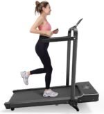 DeerRun Walking Pad Treadmill with Incline and Handle Bar, 3 in 1 Foldable Treadmills for Home Small Office, 300lbs Portable Compact Under Desk Treadmill with App - Image 2
