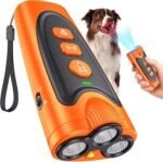 Dog Bark Deterrent Device, 3X Ultrasonic Anti Barking Device for Dogs, 6 Training Modes & 23 FT Range Stop Neighbors Dog Barks, Portable Dog Training Tool with Flashlight Indoor Outdoor Use, Orange - Image 2