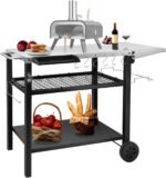 EDOSTORY Outdoor Grill Cart Pizza Oven Stand, Three-Shelf Stainless Steel Food Prep Table Patio BBQ Grill Table Bar Cart Kitchen Island with Wheels - Image 2