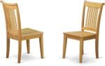 East West Furniture POC-OAK-W Portland Kitchen Dining Chairs - Slat Back Wooden Seat Chairs, Set of 2, Oak - Image 2