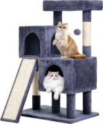 FDW Cat Tree for Indoor Cats 36 Inches Cat Tower Multi-Level Indoor Cat Play Condo House with Scratching Posts, Spacious Perch, Sisal Posts and Dangling Toys (Dark Grey) - Image 2