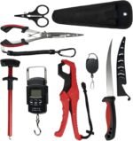 Fishing Kit,Filleting Knife,Hook Remover,Fish Grip, Line Cutter,Fishing Scale, Pliers with Lanyards,Not Include Batteries - Image 2