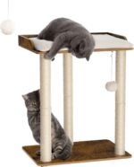 FourFurPets 26.7in Large Cat Tree Tower Condo, Cat Scratch Posts for Indoor Cats, Big Plate, Three 23.6in Full Sisal Scratching Posts, Rustic Brown - Image 2