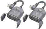 Geeni Outdoor Duo Wi-Fi Smart Plug | 2 Weatherproof Outlets, Compatible with Alexa & Google Assistant | Wireless Remote Control & Timer for Holiday Lights, Appliances, and More, 2-Pack - Image 2
