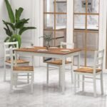 Giantex 5-Piece Dining Set for 4, Solid Wood Rectangular Table & 4 Chairs wtih Rubber Wood Legs, Kitchen Table and Chairs Set for Small Spaces Dinette Dining Room Restaurant (Rustic Brown) - Image 2