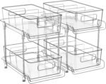 HIHEGD 2-Tier Bathroom Organizer with Dividers, Clear Under Sink and Pull-Out Cabinet Organizer for Kitchen and Pantry Storage - Image 2