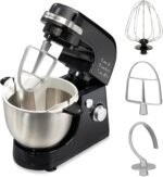 Hamilton Beach Electric Stand Mixer, 4 Quarts, Dough Hook, Flat Beater Attachments, 7 Speeds, Whisk, Stack & Scrape Bowl Scraper, Black - Image 2