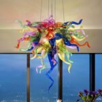Hand Blown Glass Chandeliers Light Fixture Diam 20" x H 20" Color Glass Chandelier for Dining Room, Entrance, Bedroom, Entryway, Foyer, Living Room - Image 2