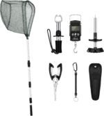 Hungdao 7 Pcs Fishing Gear and Equipment Fishing Tools Kit for Boys Father Men Christmas Fish Accessories Include Net, Hook Remover Tool, Digital Scale, Pliers, Lanyard Summer Gifts(51.2 Inches,Black) - Image 2