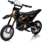 JoyWheel 24V Electric Dirt Bike for Kids, 250W Motor, 13.6MPH Off-Road Motorcycle with Rear Suspension, Leather Seat, Anti-Slip Tires – Suitable for Kids (Black) - Image 2