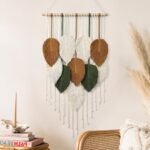 KHOYIME Macrame Wall Hanging Leaves Woven Tapestry, Boho Chic Home Decor Modern Bohemian Handmade Leaf Feather Wall Art Decorations for Apartment Dorm Living Room Bedroom Nursery Backdrop 16.5"x29.5" - Image 2