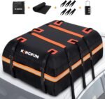 Kingfun Rooftop Cargo Carrier - Waterproof 15 Cubic Feet Car Roof Bag for All Vechicles with/Without Racks, Includes Anti-Slip Mat, 8 Reinforced Straps, 6 Door Hooks, Luggage Lock - Image 2