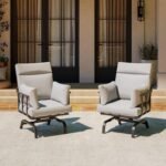 LAUSAINT HOME Patio Conversation Set, Outdoor Motion Glider Chairs Set of 2, Rocker Chairs with 5'' Thick Olefin Cushions for Patios, Decks, Gardens, Balconies, Black & Grey - Image 2