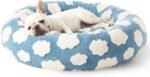LE SURE Shown on TV Donut Dog Bed Medium Size Dog - Round Cat Beds Indoor as Christmas Bed Gift for Calming with Washable Cover, Cute Beds with Jacquard Shaggy Plush & Anti Slip Bottom, 30 Inch, Blue - Image 2