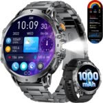 LIGE Military Smart Watches for Men(2 Bands),1000mAh/1.85" HD Large Screen Smartwatch, Flashlight/110+ Sports Modes/Sleep Monitor, Fitness Tracker Watch for Android iOS,Black - Image 2