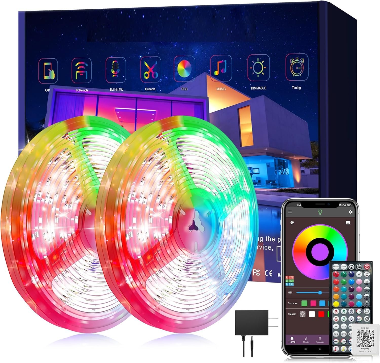 Led Lights for Bedroom 250ft (2 Rolls of 125ft) Color Changing RGB Led Strip Lights with 60 Keys Remote and App Control, Music Sync Led Lights for Room Kitchen Party Home Decor - Image 2