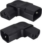 Left Angled IEC 320 C13 to C14 Power Adapter PDU Plug/Socket IEC 3Pole Male to Female 90Degree Angle AC Converter for Servers/Switches/LCD Smart TV/Scanner/Projector Etc. (Left/2 Pack) - Image 2