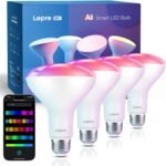 Lepro BR1 AI LED Smart Bulbs - AI Generated Lighting, LightGPM 2 with LLM, LightBeats Music Sync, Voice Control Via App, RGBWW Colors, Compatible with Alexa & Google Assistant, BR30 E26 8W, 4 Packs - Image 2