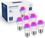 Lightinginside E26 Smart Light Bulbs 50W Equiv., G16.5 A15 RGBCW Small Chandelier Ceiling Fan Smart Bulb Works with Alexa/Google Home/Smart Life, 5W 550LM, 2.4G WiFi Bluetooth Bulb, ETL Listed, 6PCS - Image 2