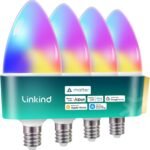 Linkind Matter Smart Bulbs, E12 Led Bulb Works with Alexa/Apple Home/Google Home, Smart Light Bulbs, WiFi Candelabra B11 Bulbs, RGBTW Color Changing Light Bulb, 2.4Ghz WiFi Bulb, 470 LM 4 Pack - Image 2