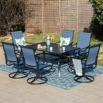 MFSTUDIO Patio Table and Chairs Set of 6, Outdoor Dining Set for 6 with Metal Table and Swivel Chairs, 7 Piece Outdoor Patio Furniture Set for Deck/Backyard/Poolside/Garden - Image 2