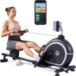 Magnetic Rowing Machine for Home, Compact Smart Rower with One-Touch Fold, 16 Levels Quiet Resistance, Bluetooth Heart Rate, 300LB Capacity, Self-Powered Design for Small Spaces - Image 2