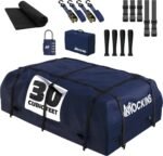 Mockins 30 CuFt Navy Waterproof Rooftop Cargo Bag For Use With or Without Roof Rack | 60"x43"x20" Vinyl Car Rooftop Cargo Carrier Bag | Car Topper Luggage Carrier Waterproof Set w/Straps, Hooks & More - Image 2
