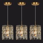 Modern K9 Crystal Pendant Lights Kitchen Island Set of 3,Gold Chandeliers for Dining Room Light Fixtures Over Table,Hanging Chandelier for Kitchen Island Entryway Bathroom BedHead Bedroom - Image 2