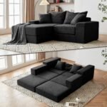 Modular Sectional Loveaeat Cloud Sofa, Boneless Couch with Non Slip Base, Modern Sleeper Sofa for Customizable Living Spaces, Cozy Modular Couch with L-Shape Chaise, Deep Seat & No Assembly, Black - Image 2