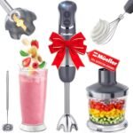 Mueller Multistick 5-in-1 Immersion Blender Handheld,12 Speed Hand Mixer-Turbo Boost,Heaviest Duty Copper Motor,Titanium reinforced Blades Hand Blender,Milk Frother Wand,Whisk,Beaker,Chopper,Grey - Image 2