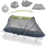Night Cat Pop-up Mosquito Tent: 1 Person Camping Tent with Bug Screen Net Adults Fits with Camping Cot (Excluded) - Image 2