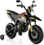OLAKIDS Kids Motorcycle, Licensed Aprilia RX125 12V Ride on Electric Dirt Bike with Training Wheels, Spring Suspension, Battery Powered Off Road Motorbike Toy with Bluetooth, USB, Lights (Dark) - Image 2