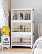 OlarHike 144QT Lockable Storage Bins with Lids - Folding Storage box with Doors and Wheels, Collapsible Plastic Bins for Closets, Stackable Organizer and Containers, Christmas Gifts, 3 Pack Cubes - Image 2