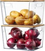 Pantry Organizers Storage, 2 Pack Onion and Potato Storage Bins Large Capacity Kitchen Counter Bins for Garlic, Fruit, Vegetable, Can Storage Countertop Organizer (12" x 7" x7") - Image 2