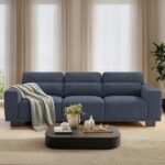 Pipishell 89" Modern 3 Seater Sofa Couch, Deep Seat Upholstered Couch with Removable Washable Cover, Wide Armrests Futon for Living Room, Linen Fabric, Blue - Image 2