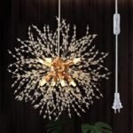 Plug in Crystal Chandeliers Firework, Dandelion Chandelier Modern, Gold Sputnik Pendant Light, 8 Light Hanging Ceiling Light Fixture G9 Socket for Dining Room Kitchen Bedroom Foyer Hallway Entryway - Image 2
