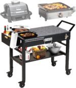 Portable Outdoor Grill Cart, Folding Grill Table with Wheels,Solid and Stable,31"x 17" Large Space Grill Stand for The Blackstone Griddle Stand 17"/ 22",Ninja Woodfire Stand - Image 2