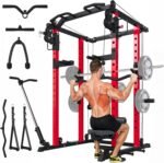 Power Rack with LAT Pulldown & Dual Pulley, 2000lbs Squat Rack for Home Gym, All-in-One Strength Training Cage with Cable Crossover, Bench Press & Pulley Workout System for Garage - Image 2