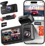REDTIGER F17 Plus 4 Channel Dash Cam 2.7K+1080P*3, STARVIS 2, 128GB Card Included, 360° Front Inside and Rear Cabin Car Camera, IR Night Vision, 5GHz WiFi GPS, Voice Control, Touchscreen, Parking Mode - Image 2