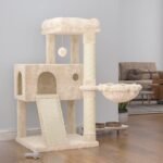 SHA CERLIN Cat Tree 36 Inches Cat Tower with Hammock, Sisal Scratching Post for Indoor Kittens, Small Room, Beige - Image 2