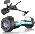 SISIGAD Hoverboard with Seat Attachment, 8.5'' Self Balancing Scooters Go Kart with Bluetooth and LED Lights, Silver+Black - Image 2